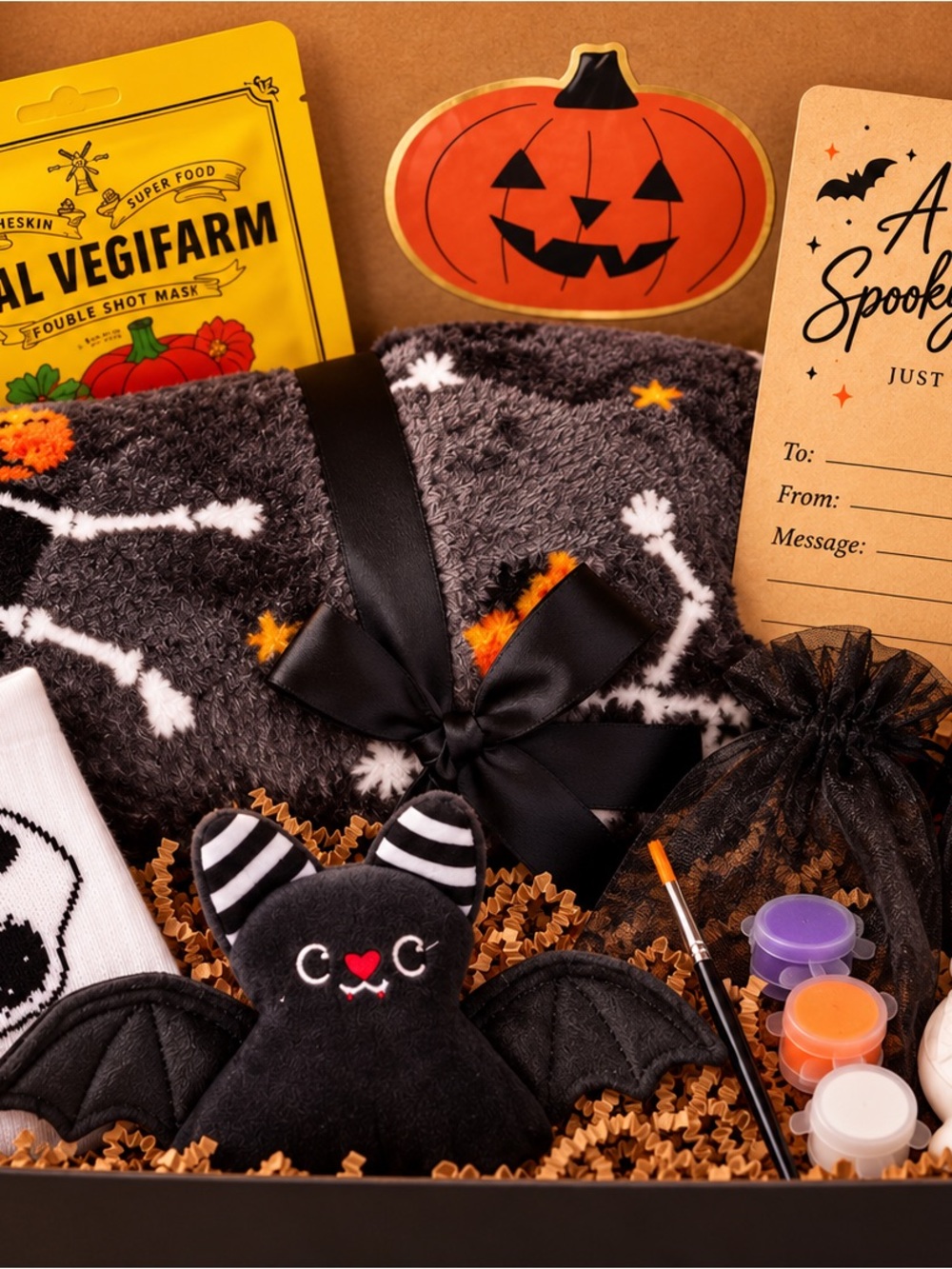 Halloween Gift Box Blanket Socks Plush Bat DIY Set